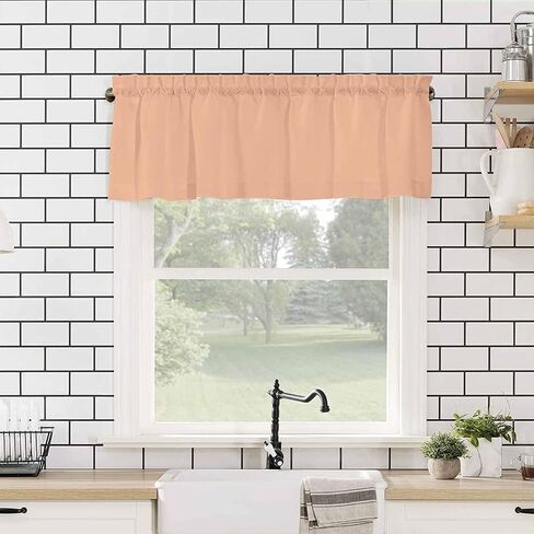 DecorLovee Peach Fuzz Curtain Valances for Windows Living Room, Modern Pure Peach Fuzz Curtain Toppers and Valances for Bedroom, Rod Pocket Curtains Kitchen Valances 42 Inch Wide by 12 Inch Long in Saudi Arabia