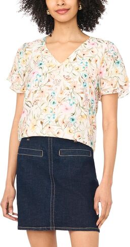Vince Camuto Vneck Tulip Sleeve Blouse in Kuwait