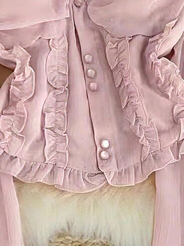 Women's Off-the-Shoulder Ruffled Blouse, Long Puff Sleeve Crop Top, Elegant Vintage Blouse in Kuwait