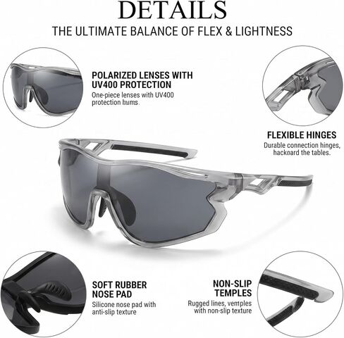 Persei Polarized Sports Sunglasses for Men Women with UV400 Protection for Baseball Cycling Running Driving TR90 Frame in Saudi Arabia
