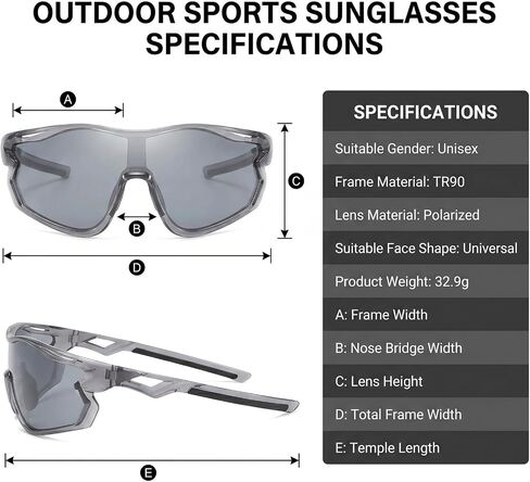 Persei Polarized Sports Sunglasses for Men Women with UV400 Protection for Baseball Cycling Running Driving TR90 Frame in Saudi Arabia