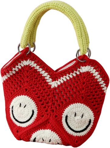 Crochet Knit Boho Shoulder Bag for women, Hollow Out Embroidery Crossbody Bag Tote Handbag for travel,beach,work in Kuwait
