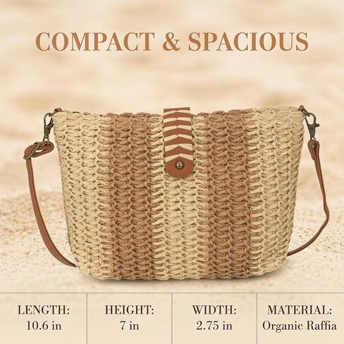 Straw Raffia Beach Bags for Women 2026 Trendy, New Summer Woven Bag, Foldable Shoulder Bag for Vacation in Kuwait