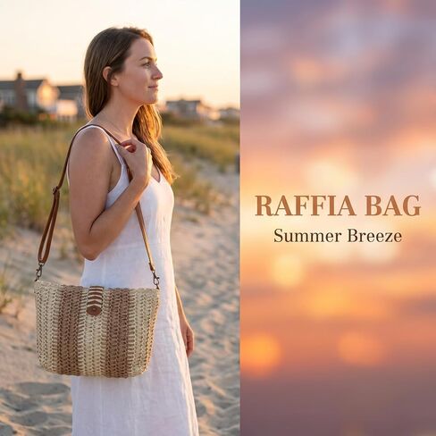 Straw Raffia Beach Bags for Women 2026 Trendy, New Summer Woven Bag, Foldable Shoulder Bag for Vacation in Kuwait