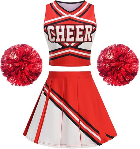 Adult Cheerleader Costume for Women 3 PCS High School Cheer Uniform Halloween Party Outfit in Kuwait