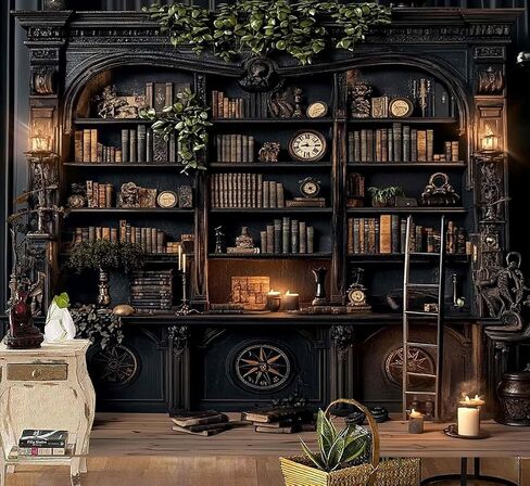 TUGCAY Vintage Bookshelf Tapestry, Medieval Gothic Bookcase Tapestry Spooky Library Tapestries Book Skull Backdrop for Bedroom Living Room Dorm Office Wall Decor 80’’ x 60’’ in Saudi Arabia