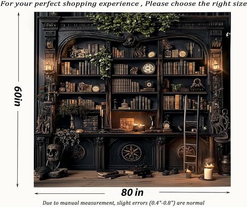 TUGCAY Vintage Bookshelf Tapestry, Medieval Gothic Bookcase Tapestry Spooky Library Tapestries Book Skull Backdrop for Bedroom Living Room Dorm Office Wall Decor 80’’ x 60’’ in Saudi Arabia
