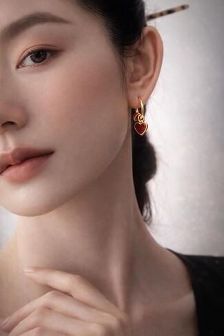 Heart Charm Hoop Earrings for Women, Gold Huggie Hoop with Red Heart and Colorful Enamel Charms, Unique Y2K Dangle Statement Jewelry, Copper Hypoallergenic Gift for Her in Saudi Arabia