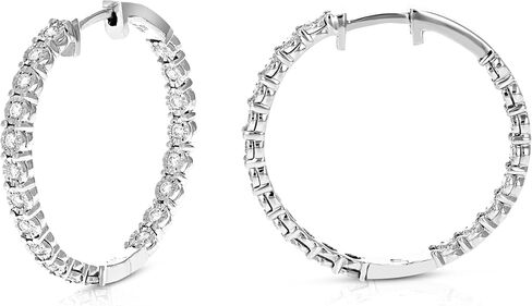 Vir Jewels 1/2 cttw Lab Grown Diamond Hoops أقراط من الفضة الاسترليني مع عمود مخفي in Kuwait
