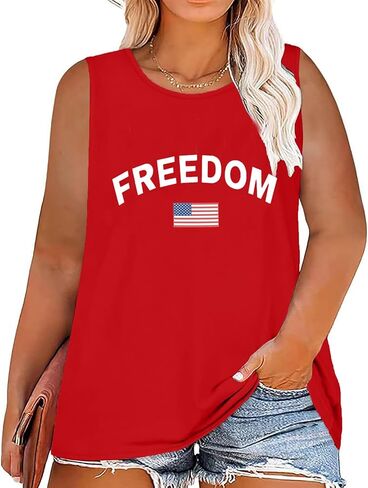 Plus Size Women 250th Anniversary USA Tank Tops 4th of July Freedom Shirt American Flag Sleeveless Shirts in Saudi Arabia