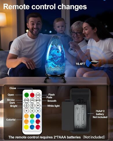 Dinosaur Egg LED Night Light 13 Color Changing Touch Remote Control Lamp in Saudi Arabia