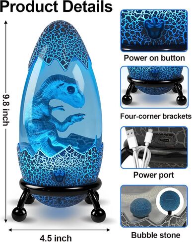 Dinosaur Egg LED Night Light 13 Color Changing Touch Remote Control Lamp in Saudi Arabia