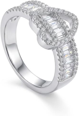 Heart Ring for Women, Silver Plated Cubic Zirconia Promise Ring, Jewelry Gift for Her,Birthday in Saudi Arabia