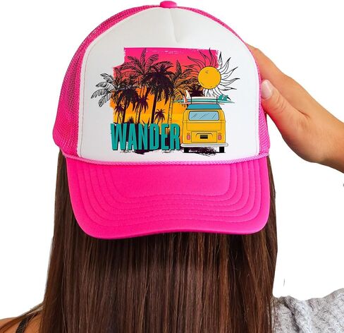 Trenz Shirt Company Womens Foam Trucker Hat Beach Babe Summer Printed Mesh Snapback Baseball Cap in Kuwait