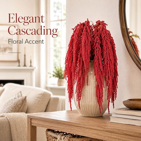 5 Pcs 22 Inch Bright Red Artificial Amaranthus - Faux Lover Tears Hanging Vines for Floral Arrangements, Vase Bouquets, Wedding Arch, Table Centerpiece, Home Office Decor in Saudi Arabia