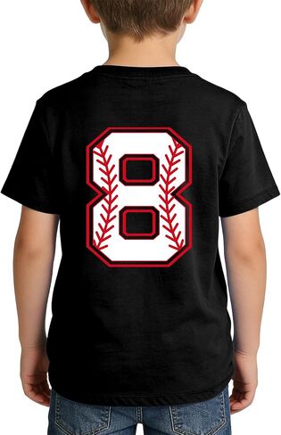 Boys 7-10 Years Birthday Boy Shirt Baseball Theme, Cotton Short Sleeve Crew Neck Tee, Graphic Number Print Tops in Saudi Arabia