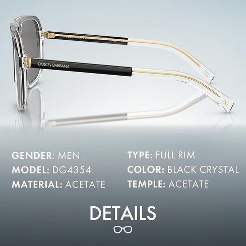 DOLCE & GABBANA DG4354 Square Lettering Logo Acetate Sunglasses with Luxury Eyewear Kit in Kuwait