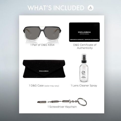 DOLCE & GABBANA DG4354 Square Lettering Logo Acetate Sunglasses with Luxury Eyewear Kit in Kuwait