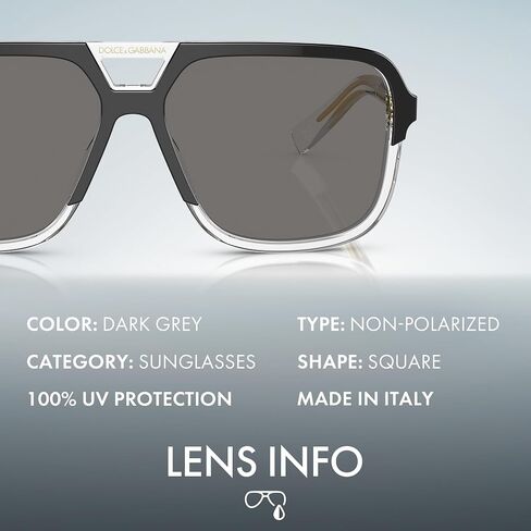 DOLCE & GABBANA DG4354 Square Lettering Logo Acetate Sunglasses with Luxury Eyewear Kit in Kuwait