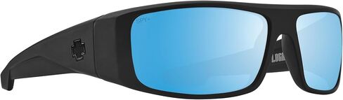 Spy Optic Happy Boost Logan, Rectangle Wrap Sunglasses, Color and Contrast Enhancing Lenses, Matte Black - Happy Boost Bronze Polarized Ice Blue Spectra Lenses in Kuwait