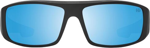 Spy Optic Happy Boost Logan, Rectangle Wrap Sunglasses, Color and Contrast Enhancing Lenses, Matte Black - Happy Boost Bronze Polarized Ice Blue Spectra Lenses in Kuwait
