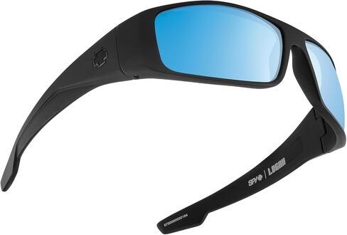 Spy Optic Happy Boost Logan, Rectangle Wrap Sunglasses, Color and Contrast Enhancing Lenses, Matte Black - Happy Boost Bronze Polarized Ice Blue Spectra Lenses in Kuwait