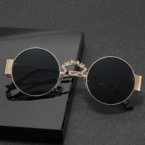 Men'S Vintage Copper Alloy Round Frame Sunglasses - Oversized Retro Round Eyewear in Kuwait