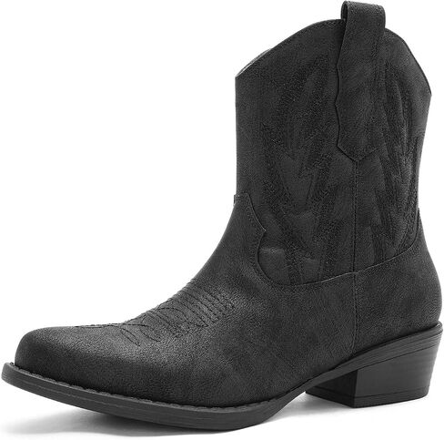 GLOBALWIN Women's Western Charm Cowgirl Boots Mid Calf Comfy Cowboy Boots For Women With Pointed Toe in Kuwait