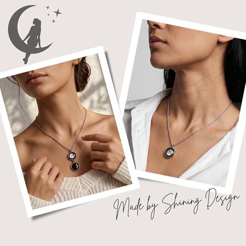 Custom Birth Moon Phase Necklace Jewelry with Gift Box; Glow in the Dark Lunar Pendant for Special Date or Birthday; Personalized 1-4 Charms Necklace; Engraved Date Gift for Mom Wife in Saudi Arabia