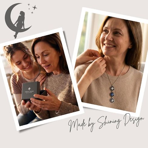 Custom Birth Moon Phase Necklace Jewelry with Gift Box; Glow in the Dark Lunar Pendant for Special Date or Birthday; Personalized 1-4 Charms Necklace; Engraved Date Gift for Mom Wife in Saudi Arabia