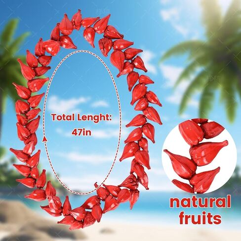 Handmade Samoan Ula Fala Necklace - Natural Material Cultural Beach Necklace for Women & Men, Hawaiian Festival Gift, Red Ceremonial Jewelry in Saudi Arabia