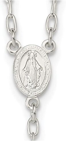 Diamond2Deal Sterling Silver Polished Rosary Tri-color Beads Necklace in Saudi Arabia