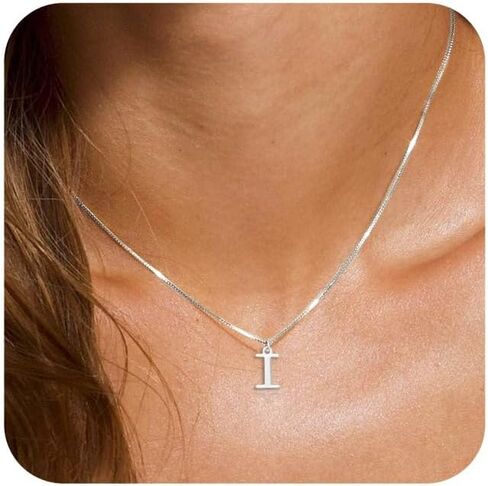 RLMOON Silver Gold Initial Necklaces for Women Dainty Letter A-Z Necklace 14K Gold Plated Tiny Initial Pendant Name Necklaces Personalized Women Gift in Kuwait