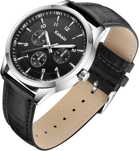 Watches for Men, 45mm Large Face Business Casual Analog Quartz Wrist Watch, Minimalist Fashion Dress Watch with Croco-Pattern Leather Strap, Daily Waterproof Mens Watches, Ideal Gift for Him in Saudi Arabia