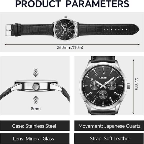 Watches for Men, 45mm Large Face Business Casual Analog Quartz Wrist Watch, Minimalist Fashion Dress Watch with Croco-Pattern Leather Strap, Daily Waterproof Mens Watches, Ideal Gift for Him in Kuwait