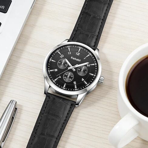 Watches for Men, 45mm Large Face Business Casual Analog Quartz Wrist Watch, Minimalist Fashion Dress Watch with Croco-Pattern Leather Strap, Daily Waterproof Mens Watches, Ideal Gift for Him in Kuwait