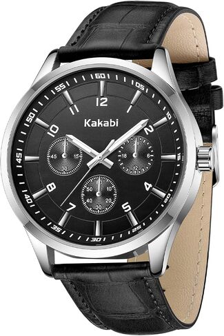 Watches for Men, 45mm Large Face Business Casual Analog Quartz Wrist Watch, Minimalist Fashion Dress Watch with Croco-Pattern Leather Strap, Daily Waterproof Mens Watches, Ideal Gift for Him in Kuwait