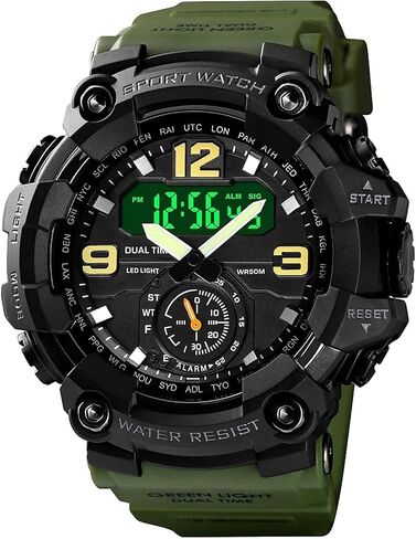 Mens Watch Big Dial Digital, Military Army Water Resistant LED, Outdoor Sports with Shock Resistant in Saudi Arabia