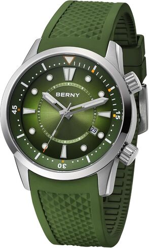BERNY Updated Dive Watch for Men, Mechanical Automatic Wrist Watch, 200M Waterproof Men's Wristwatch with Super Luminous, AR Sapphire Lens Comfortable Silicone Band Luxury Birthday Presents in Kuwait