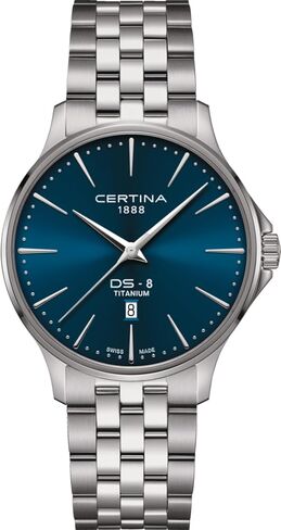 Certina, Mens, DS 8 Gent, 40, mm, Titanium, Quartz, Precidrive, Watch, Blue, Titanium, C0454104404100 in Kuwait