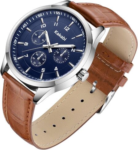Watches for Men, 45mm Large Face Business Casual Analog Quartz Wrist Watch, Minimalist Fashion Dress Watch with Croco-Pattern Leather Strap, Daily Waterproof Mens Watches, Ideal Gift for Him in Kuwait