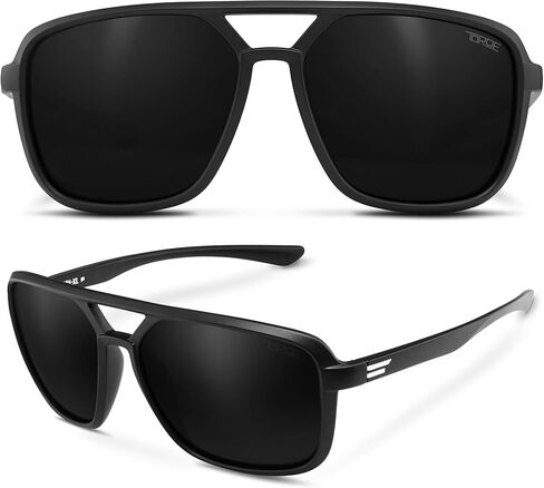 TOROE XL-NASH Aviator Sunglasses Polarized TR90 Wide Fit Super Dark C4 C3 UV400 Lightweight Matte Black in Saudi Arabia