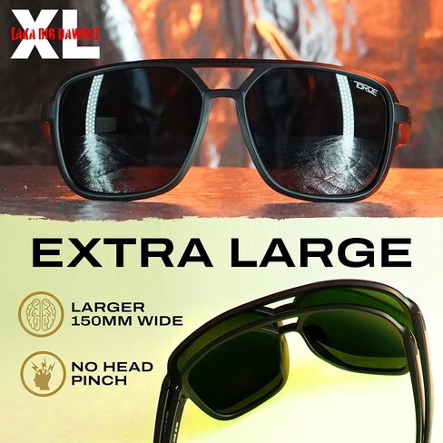 TOROE XL-NASH Aviator Sunglasses Polarized TR90 Wide Fit Super Dark C4 C3 UV400 Lightweight Matte Black in Saudi Arabia