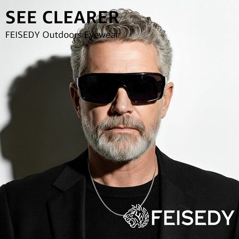 FEISEDY Oversized Square Sunglasses Fit Over Glasses for Men Women, Wrap-around One Piece Shades, Driving Outdoors B0332 in Kuwait