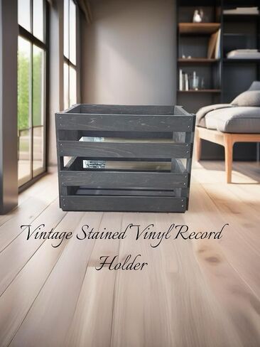 Darla'Studio 66 12" Vinyl LP Wooden Crate for Records, Solid Wood Record Album Storage Box, Vintage Dark in Saudi Arabia