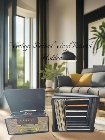 Darla'Studio 66 12" Vinyl LP Wooden Crate for Records, Solid Wood Record Album Storage Box, Vintage Dark in Saudi Arabia