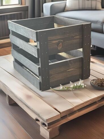 Darla'Studio 66 12" Vinyl LP Wooden Crate for Records, Solid Wood Record Album Storage Box, Vintage Dark in Saudi Arabia