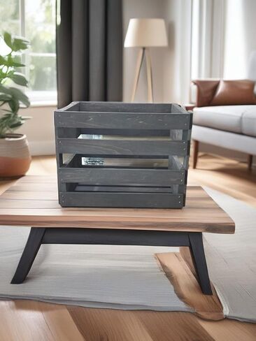 Darla'Studio 66 12" Vinyl LP Wooden Crate for Records, Solid Wood Record Album Storage Box, Vintage Dark in Saudi Arabia
