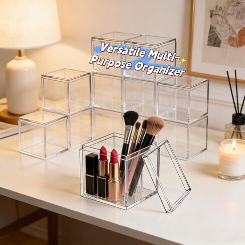 Clear Acrylic Boxes with Lids (12 Pack) - 4x4x4 Small Square Acrylic Box for Display, Party Favors, Candy, & Crafts - Sturdy Transparent Storage Cubes in Saudi Arabia