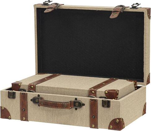 Vintage Suitcase Decor Boxes Set of 2, Travel Decorative Storage Trunks Keepsake Boxes with Handle, Farmhouse Rustic Decor Boxes for Home, Living Room, Bedroom, Wedding Display in Saudi Arabia